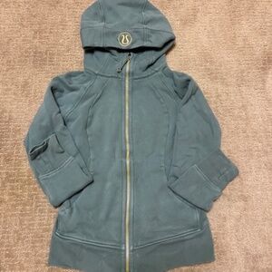 Lululemon Scuba Full Zip Green/Gold Size 6 Gold Zipper and logo